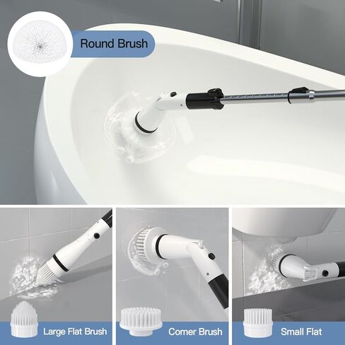Electric Spin Scrubber Cordless Scrubber Brush with Long Handle Electric Brush for Cleaning Scrubbers for Cleaning Bathroom Power Cleaning Brush Bathroom Cleaning Tools in Kuwait