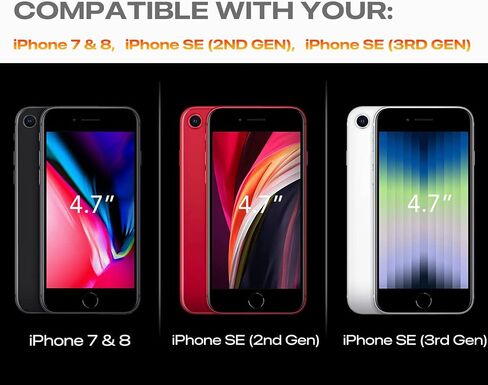 TEAM LUXURY for iPhone se case for iPhone se 2022 case for iPhone 8 case for iPhone 7 case, [Military Grade Protection] Shockproof Protective Phone Case 4.7" - Black/Gray in Saudi Arabia