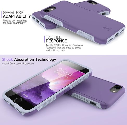 TEAM LUXURY for iPhone se case for iPhone se 2022 case for iPhone 8 case for iPhone 7 case, [Military Grade Protection] Shockproof Protective Phone Case 4.7" - Black/Gray in Saudi Arabia