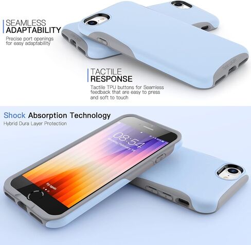 TEAM LUXURY for iPhone se case for iPhone se 2022 case for iPhone 8 case for iPhone 7 case, [Military Grade Protection] Shockproof Protective Phone Case 4.7" - Black/Gray in Kuwait