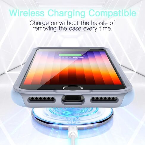 TEAM LUXURY for iPhone se case for iPhone se 2022 case for iPhone 8 case for iPhone 7 case, [Military Grade Protection] Shockproof Protective Phone Case 4.7" - Black/Gray in Kuwait