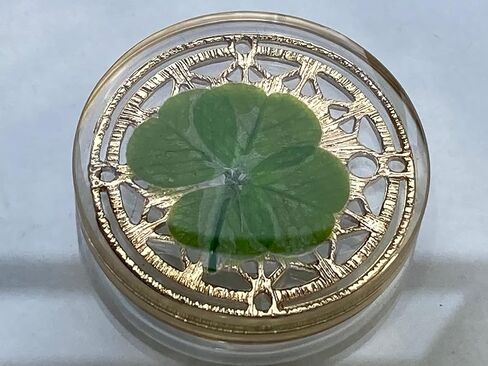 Real Four Leaf Clover Good Luck Pocket Token, Preserved, 1.25", Including Metal Ornament (Dream Catcher) in Saudi Arabia