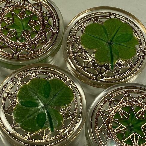 Real Four Leaf Clover Good Luck Pocket Token, Preserved, 1.25", Including Metal Ornament (Dream Catcher) in Saudi Arabia