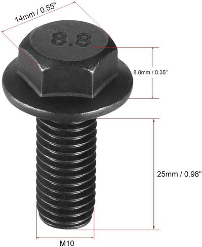 Uxcell M10x20mm مسامير شفة سداسية خيط اليد اليسرى 8.8 درجة من الفولاذ الكربوني الأسود 2 قطعة in Saudi Arabia