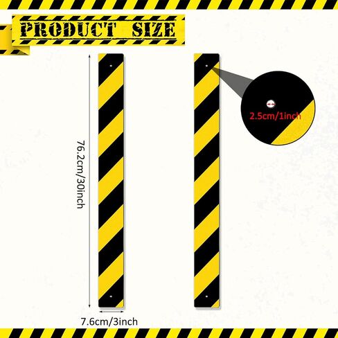 4 Pcs Reflective Sign Post Panel 30 x 3'' Aluminum Customized Outdoor Weather Resistant Street Warning Signs Reflective Post Panel Reflective Road Markers, Easy to Install (Black, Yellow) in Saudi Arabia