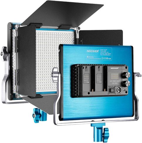 Neewer Metal Bi-Color LED Video Light for Studio, YouTube, Product Photography, Video Shooting, Durable Metal Frame, Dimmable 660 Beads, with U Bracket and Barndoor, 3200-5600K, CRI 96+ (Blue) in Saudi Arabia