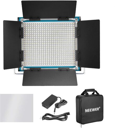 Neewer Metal Bi-Color LED Video Light for Studio, YouTube, Product Photography, Video Shooting, Durable Metal Frame, Dimmable 660 Beads, with U Bracket and Barndoor, 3200-5600K, CRI 96+ (Blue) in Saudi Arabia