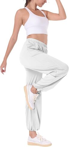 MAISON MISFITS 15 Womens Cool Summer Pants Elastic Waist Sweatpants Joggers with Pockets Lightweight Wide Leg 2024 UPF 50+ in Kuwait