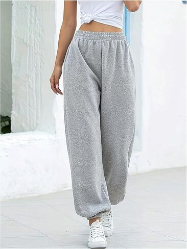 RoseSeek Women's Baggy Sweatpants High Elastic Waist Loose Jogger Pants Workout Gym Pants with Pocket in Saudi Arabia