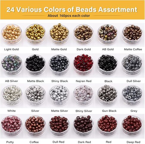 4mm Glass Seed Beads, 6/0 Small Pony Beads Jewelry Friendship Bracelet Making Kit, Tiny Waist Letter Beads, DIY Art Craft Gifts in Saudi Arabia