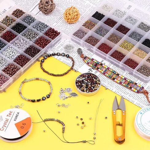 4mm Glass Seed Beads, 6/0 Small Pony Beads Jewelry Friendship Bracelet Making Kit, Tiny Waist Letter Beads, DIY Art Craft Gifts in Saudi Arabia