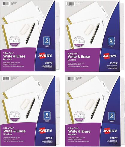 Avery 23075 عدد 5 فواصل واضحة للكتابة in Saudi Arabia