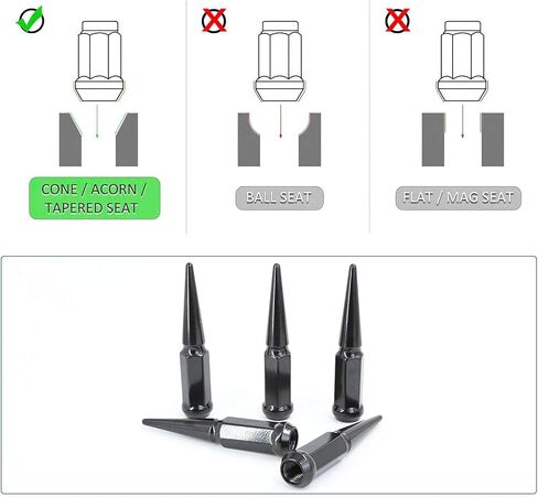 M14x1.5 صواميل العروة السوداء 32 قطعة + أداة، 14x1.5 مم صواميل العروة متوافقة مع Ford F250 F350 Ram 2500 3500 GMC Sierra Savana Chevy Express معظم 8 عجلات 4 العروة in Kuwait