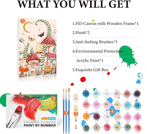 Fountor Framed Paint by Numbers Kit for Adults Beginner & Kids Ages 8-12, Sunflower Paint by Number with Frame, Easy Acrylic Watercolor Sunflower Painting by Numbers Kit on Canvas 10x10 inch in Kuwait