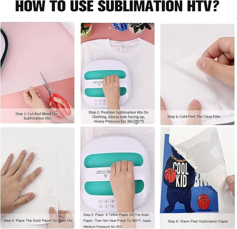 Sublimation HTV for Dark/Light Fabric, Matte Sublimation Vinyl 12 inch X 8 ft, Sublimation Blanks for Sublimation Shirts/Bag/Hat/Pillow in Saudi Arabia