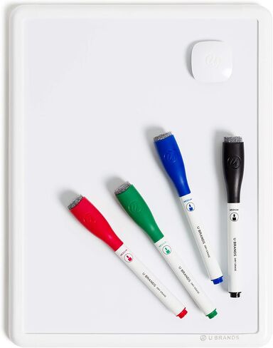 U Brands Contempo Magnetic Dry Erase Board Kit, 8.5"x11", White Modern Frame, includes 4 Markers and Magnet in Saudi Arabia