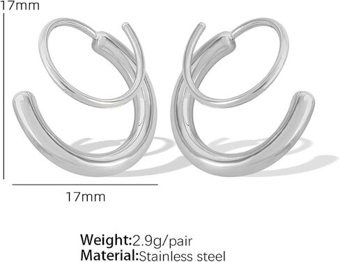 14k Gold Double Hoop Twist Earrings for Woman Girls Teen,Trendy Helix Piercing Earrings Hypoallergenic Faux Spiral Earrings Giftss in Saudi Arabia