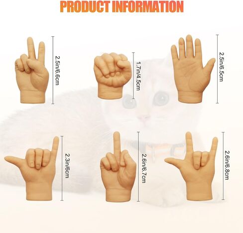 APCGSM 12Pcs Mini Tiny Hands for Cats, Funny Cat Hands for Fingers, Stretchable Little Human Hands Finger Puppet for Cats Paws in Saudi Arabia