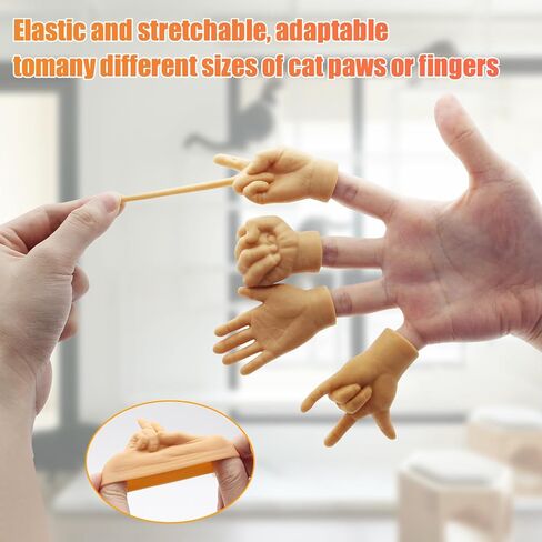 APCGSM 12Pcs Mini Tiny Hands for Cats, Funny Cat Hands for Fingers, Stretchable Little Human Hands Finger Puppet for Cats Paws in Saudi Arabia