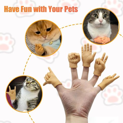 APCGSM 12Pcs Mini Tiny Hands for Cats, Funny Cat Hands for Fingers, Stretchable Little Human Hands Finger Puppet for Cats Paws in Saudi Arabia