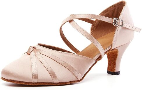 حذاء نسائي للرقص بأصابع مغلقة من الساتان الفالس اللاتيني السالسا، موديل YC-117 in Kuwait