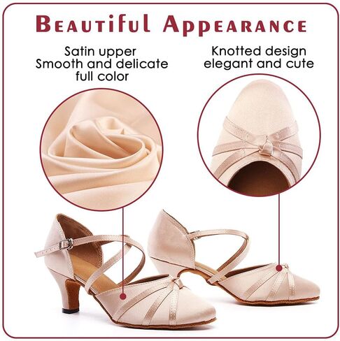 حذاء نسائي للرقص بأصابع مغلقة من الساتان الفالس اللاتيني السالسا، موديل YC-117 in Kuwait