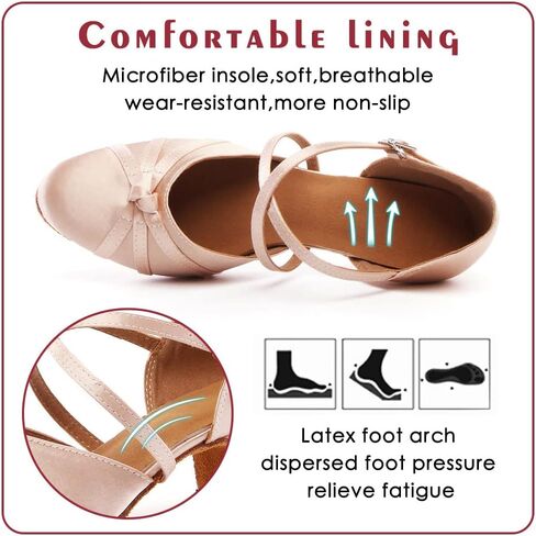 حذاء نسائي للرقص بأصابع مغلقة من الساتان الفالس اللاتيني السالسا، موديل YC-117 in Kuwait
