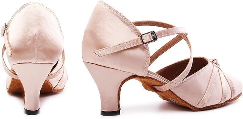 حذاء نسائي للرقص بأصابع مغلقة من الساتان الفالس اللاتيني السالسا، موديل YC-117 in Kuwait