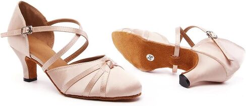 حذاء نسائي للرقص بأصابع مغلقة من الساتان الفالس اللاتيني السالسا، موديل YC-117 in Kuwait