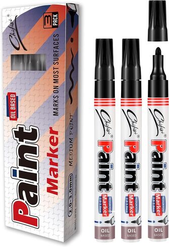 3-Pack Single color Oil-Based Paint Marker Pens,Never Fade Permanent Paint pens,Medium Tip Quick Dry And Waterproof Paint pens For Rock,Plastic,Wood,Metal,Fabric,Glass,DIY Craft(Black) in Saudi Arabia