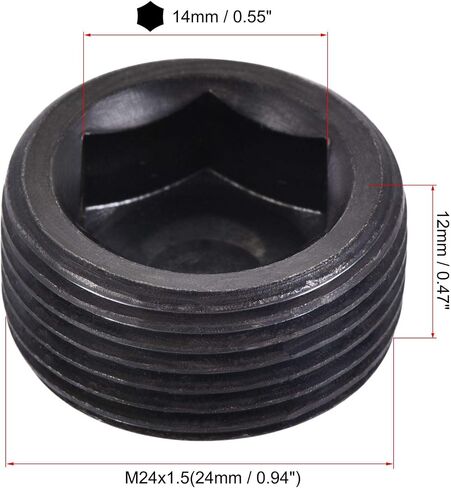 uxcell الكربون الصلب الداخلي عرافة الموضوع مقبس الأنابيب، M24x1.5 ذكر الموضوع غطاء الأنابيب السوداء، لأنابيب الحديقة صمام الملف اللولبي الهوائي، 3 قطع in Saudi Arabia