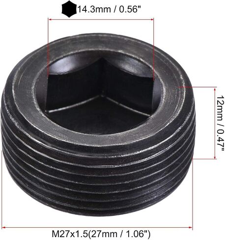 uxcell الكربون الصلب الداخلي عرافة الموضوع مقبس الأنابيب، M24x1.5 ذكر الموضوع غطاء الأنابيب السوداء، لأنابيب الحديقة صمام الملف اللولبي الهوائي، 3 قطع in Saudi Arabia