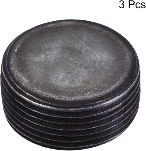 uxcell الكربون الصلب الداخلي عرافة الموضوع مقبس الأنابيب، M24x1.5 ذكر الموضوع غطاء الأنابيب السوداء، لأنابيب الحديقة صمام الملف اللولبي الهوائي، 3 قطع in Saudi Arabia
