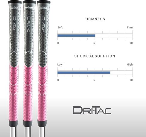 Winn Grips Dri-Tac 13 Piece Ladies/Men's Undersize (-1/32") Dark Gray/Pink Golf Grip Bundle in Saudi Arabia