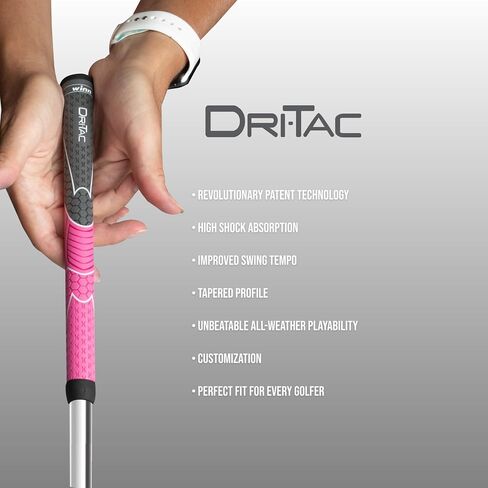 Winn Grips Dri-Tac 13 Piece Ladies/Men's Undersize (-1/32") Dark Gray/Pink Golf Grip Bundle in Saudi Arabia