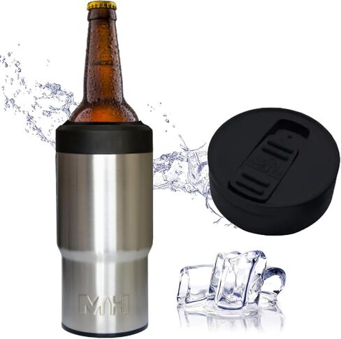 Master Holder 4-in-1 Stainless Steel Beer Can Holder - 470ml/16oz Anti-Fall Technology - Beer Cooler for Double Layer Vacuum Insulated Bottles and Cans - Blue Design in Saudi Arabia