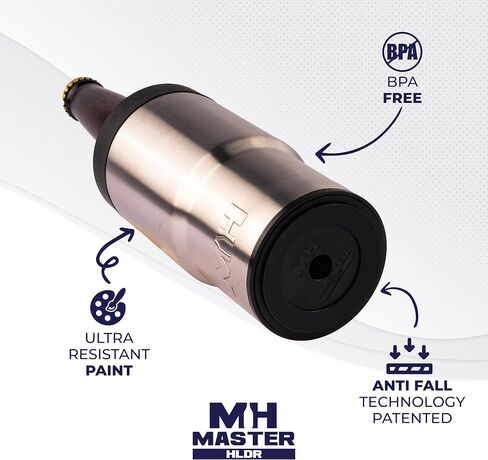 Master Holder 4-in-1 Stainless Steel Beer Can Holder - 470ml/16oz Anti-Fall Technology - Beer Cooler for Double Layer Vacuum Insulated Bottles and Cans - Blue Design in Saudi Arabia