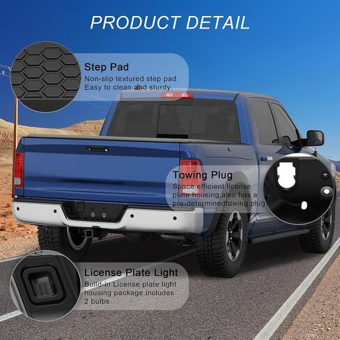 Steel Rear Bumper Pad Compatible for 2010-2018 Dodge Ram 1500 2500 3500/2019-2023 Ram 1500 Classic no Dual Exhaust + W/Sensor Holes Back Bumpers Assembly CH1103122 -Chrome in Kuwait