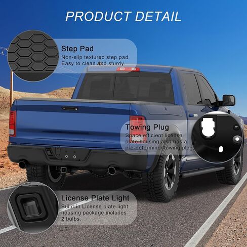Steel Rear Bumper Pad Compatible for 2010-2018 Dodge Ram 1500 2500 3500/2019-2023 Ram 1500 Classic no Dual Exhaust + W/Sensor Holes Back Bumpers Assembly CH1103122 -Chrome in Kuwait