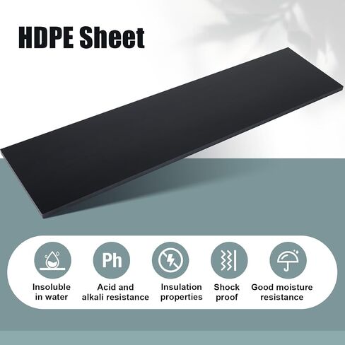 ورقة بلاستيكية HDPE سوداء مقاس 3/4 بوصة × 12 بوصة × 48 بوصة ورقة بولي إيثيلين صلبة من البولي إيثيلين عالي الكثافة، لوح بولي إيثيلين عالي الكثافة للحرف اليدوية، لوحة مسطحة، مواد يدوية للديكور المنزلي in Saudi Arabia