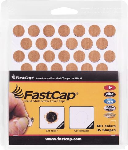 أغطية فتحات لولبية FastCap مقاس 9/16 بوصة (14 مم). مصنوعة من الخشب الحقيقي المُجهز مسبقًا مع مادة لاصقة فائقة النحافة PSA فائقة الجودة. صُنعت في الولايات المتحدة الأمريكية. لون بلوط أبيض. (52 ملصقًا دائريًا على كل ورقة - حزمة بيع بالتجزئة مكونة من 5 ورقات in Saudi Arabia