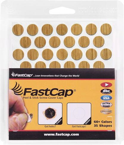 أغطية فتحات لولبية FastCap مقاس 9/16 بوصة (14 مم). مصنوعة من الخشب الحقيقي المُجهز مسبقًا مع مادة لاصقة فائقة النحافة PSA فائقة الجودة. صُنعت في الولايات المتحدة الأمريكية. لون بلوط أبيض. (52 ملصقًا دائريًا على كل ورقة - حزمة بيع بالتجزئة مكونة من 5 ورقات in Saudi Arabia