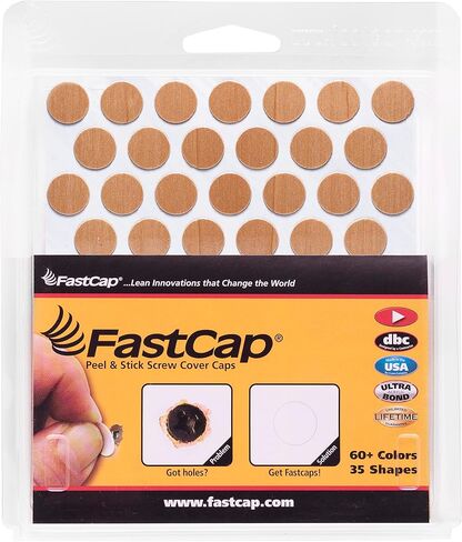 أغطية فتحات لولبية FastCap مقاس 9/16 بوصة (14 مم). مصنوعة من الخشب الحقيقي المُجهز مسبقًا مع مادة لاصقة فائقة النحافة PSA فائقة الجودة. صُنعت في الولايات المتحدة الأمريكية. لون بلوط أبيض. (52 ملصقًا دائريًا على كل ورقة - حزمة بيع بالتجزئة مكونة من 5 ورقات in Saudi Arabia