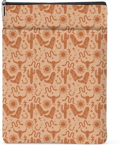 Retro Western Book Lovers Gifts Book Sleeve Book Pouch Book Protector with Zipper and Front Pocket Western Stuff Western Gifts for Women Girls Appreciation Birthday Book Accessories Book Club Gifts in Saudi Arabia