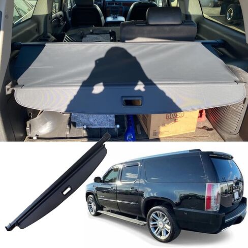 Kaungka Cargo Cover Compatible with 2007-2014 Chevrolet Suburban Cadillac Escalade ESV Retractable Trunk Shielding Shade Black (Only Fit for Power Rear Gate) in Saudi Arabia