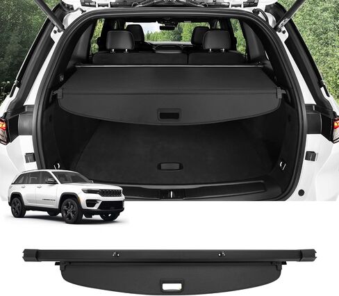 Autorder Cargo Cover for 2022 2023 2024 Jeep Grand Cherokee(2 Row;WL) Accessories Upgraded Trunk Cover Carbon Fiber Retractable Security Shield Shade Cover in Saudi Arabia