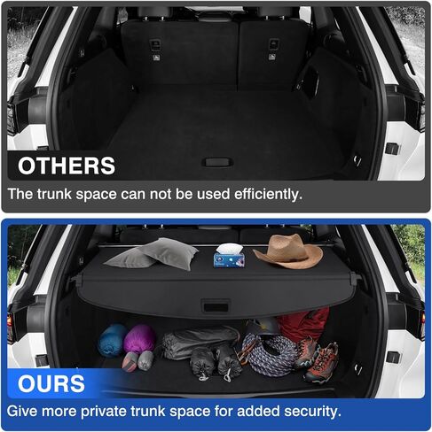 Autorder Cargo Cover for 2022 2023 2024 Jeep Grand Cherokee(2 Row;WL) Accessories Upgraded Trunk Cover Carbon Fiber Retractable Security Shield Shade Cover in Saudi Arabia