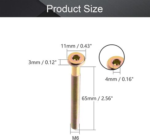 MroMax M6-1 x 65mm Hex Socket Flat Head Screws Furniture Bolts Fastener Half Thread Carbon Steel Colorful 10Pcs in Saudi Arabia
