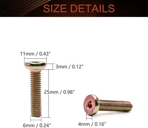 MroMax M6-1 x 65mm Hex Socket Flat Head Screws Furniture Bolts Fastener Half Thread Carbon Steel Colorful 10Pcs in Saudi Arabia