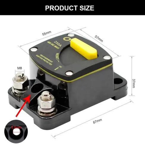 BEISUOS 200Amp قاطع الدائرة للقارب التصيد المحرك البحري ATV مقطورة المركبات ستيريو الصوت البطارية الإلكترونية النظام الشمسي الصمامات المضمنة مع مفتاح إعادة الضبط اليدوي مقاوم للماء، 12 فولت - 48 فولت تيار مستمر in Kuwait